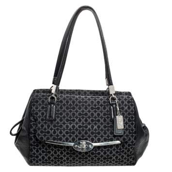 Pre Owned Coach Black Canvas and Leather Monogram Cc Optic Satchel
