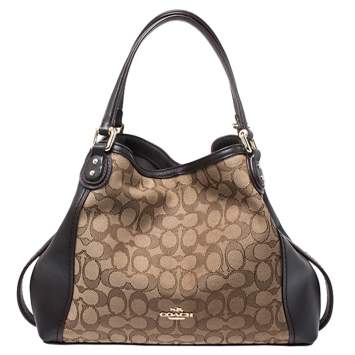 Pre Owned Coach Beige/Brown Signature Canvas and Leather Satchel