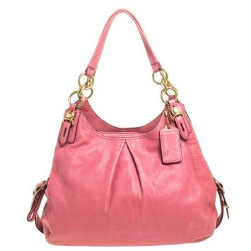 Pre Owned Coach Pink Leather Shoulder Bag