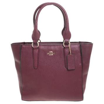 Pre Owned Coach Maroon Leather Carryall Tote