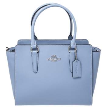 Pre Owned Coach Blue Leather Leah Satchel