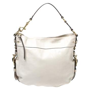 Pre Owned Coach Ivory Leather Zoe Hobo
