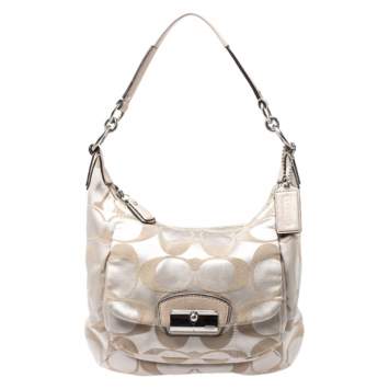 Pre Owned Coach Beige Canvas and Leather Kristin Hobo 