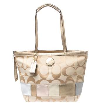 Pre Owned Coach Multicolor Canvas and Leather Diaper Tote