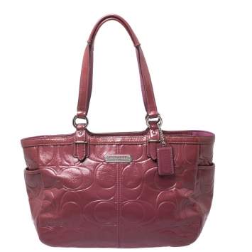 Pre Owned Coach Pink Monogram Patent Leather Tote 