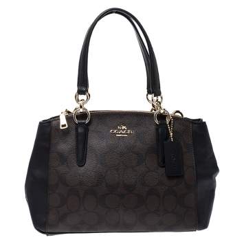 Pre Owned Coach Dark Brown Coated Canvas Mini Christie Carryall Satchel