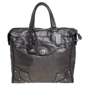 Pre Owned Coach Metallic Black Leather Mercer Satchel