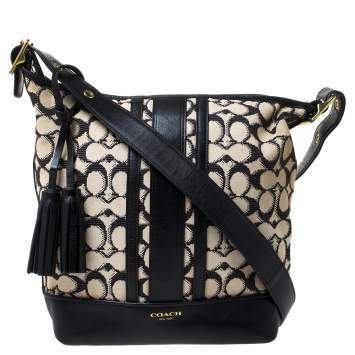 مملوكة مسبقًا Coach Beige/Black Signature Canvas and Leather Hobo