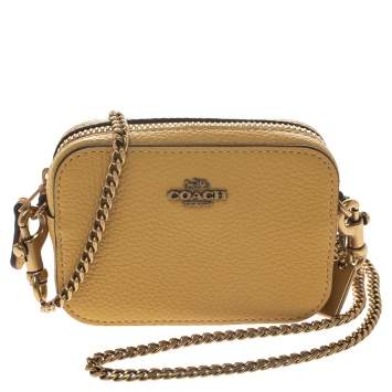 Pre Owned Coach Yellow Pebble Leather Lucy Leather Shoulder Bag