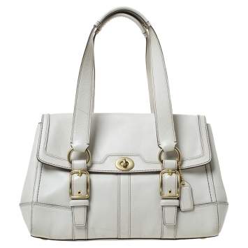 Pre Owned Coach Cream Leather Hampton Satchel