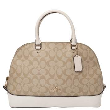 Pre Owned Coach Beige/Brown Coated Canvas and Leather Sierra Satchel