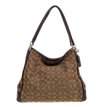 مملوكة مسبقًا Coach Beige/Brown Canvas and Leather Edie Shoulder Bag