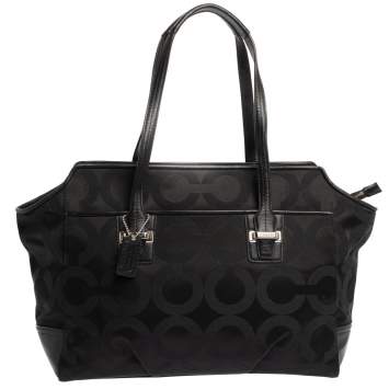 مملوكة مسبقًا Coach Black Op Art Canvas and Leather Alexis Carryall Shoulder Bag