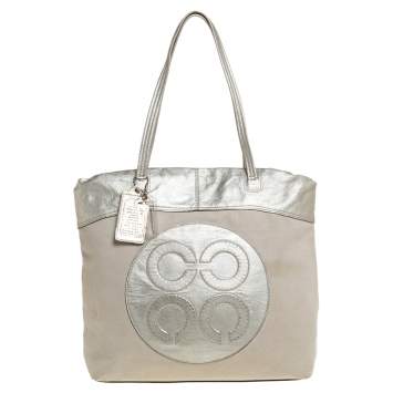 مملوكة مسبقًا Coach Metallic Gold Canvas and Leather Tote