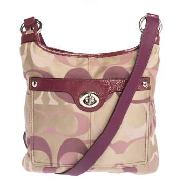مملوكة مسبقًا Coach Beige/Purple Canvas and Patent Leather Crossbody Bag