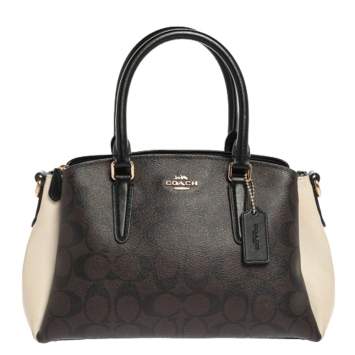 Pre Owned Coach Tri Cololr Signature Coated Canvas and Leather Mini Christie Carryall Bag