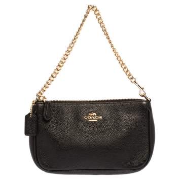 Pre Owned Coach Black Grained Leather Nolita Clutch 