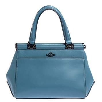 Pre Owned Coach Blue Leather Grace 20 Satchel