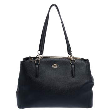 Pre Owned Coach Black Leather Large Christie Carryall Satchel  
