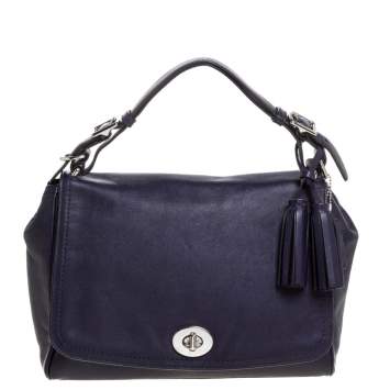 Pre Owned Coach Purple Leather Legacy Romy Top Handle Bag
