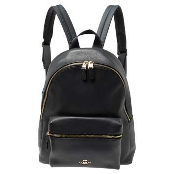 Pre Owned Coach Dark Grey Leather Large Charlie Backpack