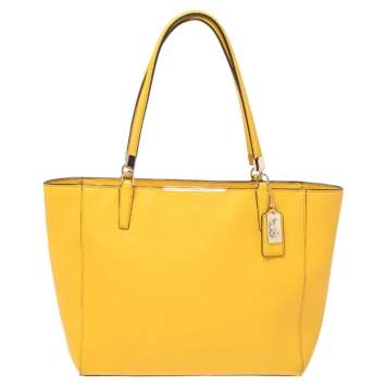 Pre Owned Coach Yellow Leather Park Metro Tote
