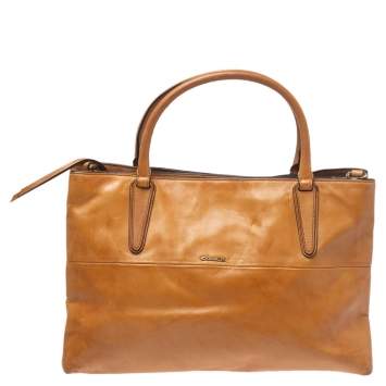 Pre Owned Coach Tan Leather Tote
