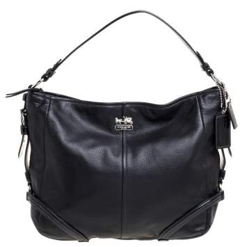 Pre Owned Coach Black Leather and Patent Leather Hobo