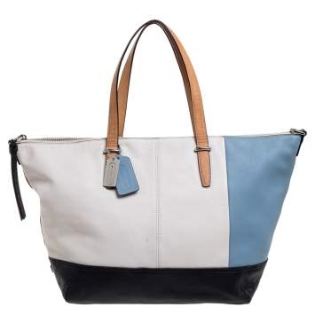 Pre Owned Coach Multicolor Leather Zipped Shopper Tote