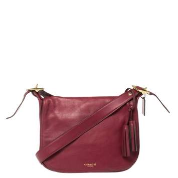 Pre Owned Coach Dark Pink Leather Patricia Legacy Shoulder Bag