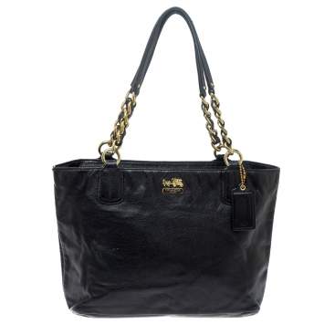 Pre Owned Coach Black Leather East West Chelsea Tote