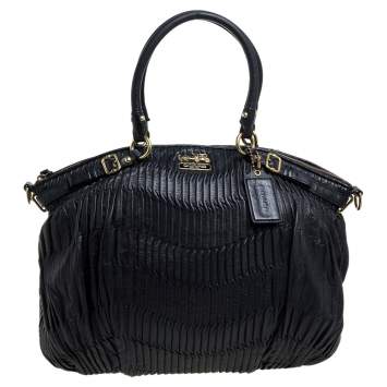 Coach Black Gathered Leather Lindsey Satchel