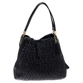 Pre Owned Coach Black Leather Madison Phoebe Gathered Twist Shoulder Bag    