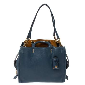 Pre Owned Coach Blue Leather Rogue Tote