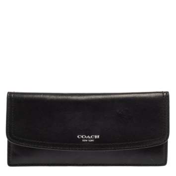 Pre Owned Coach Black Leather Legacy Continental Wallet