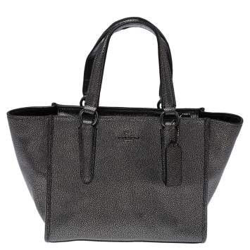 Pre Owned Coach Dark Grey Leather Crosby Tote