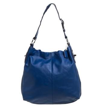 Pre Owned Coach Blue Leather Hobo