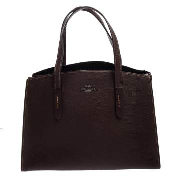 Pre Owned Coach Maroon Leather Charlie Carryall Bag