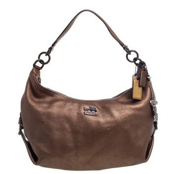 Pre Owned Coach Metallic Brown Leather Hailey Hobo
