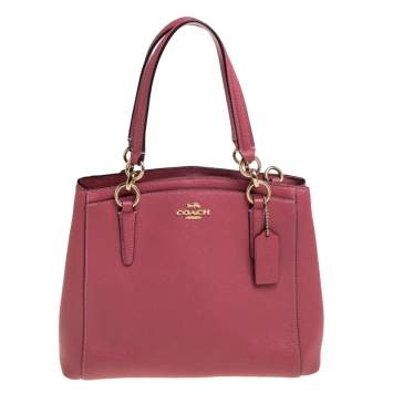 Pre Owned Coach Pink Leather Mini Christie Carryall Crossbody Bag