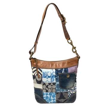 Pre Owned Coach Multicolor Fabric and Leather Patchwork Bucket Hobo