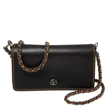 Pre Owned Coach Black Leather Dinky Crossbody Bag