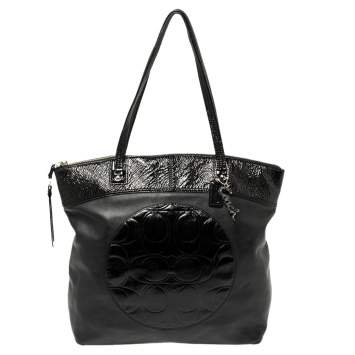 Pre Owned Coach Black Patent and Leather Laura Tote