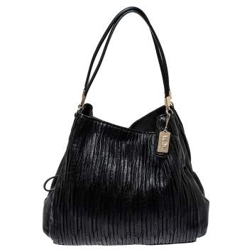 Coach Black Pleated Leather Edie 31 Shoulder Bag