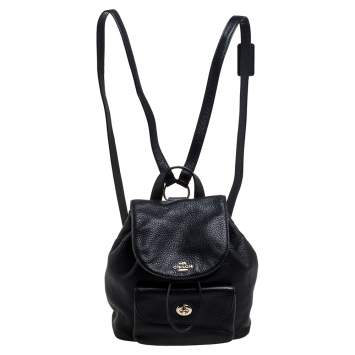 Pre Owned Coach Black Leather Mini Billie Backpack