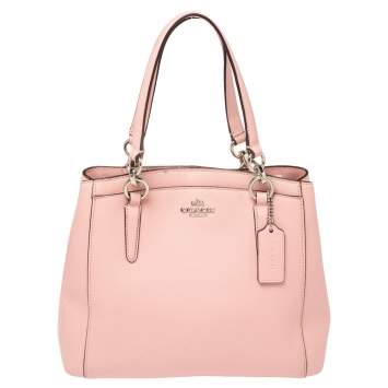 Pre Owned Coach Pink Leather Christie Carryall Satchel