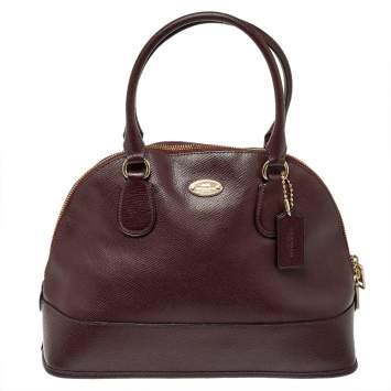 Pre Owned Coach Burgundy Leather Cora Dome Satchel