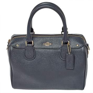 Pre Owned Coach Navy Blue Leather Mini Bennett Satchel
