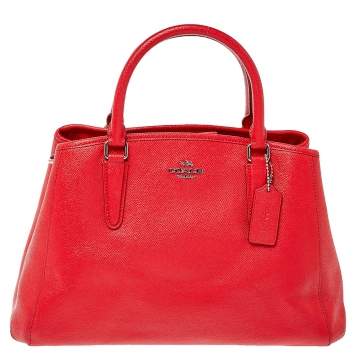 Pre Owned Coach Red Grained Leather Margot Satchel