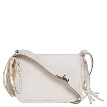 Pre Owned Coach White Leather Whipstitch Chain Dakotah Crossbody Bag